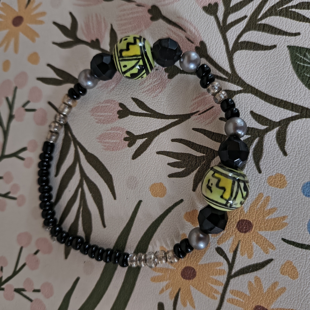 Black and Yellow Beaded Bracelet